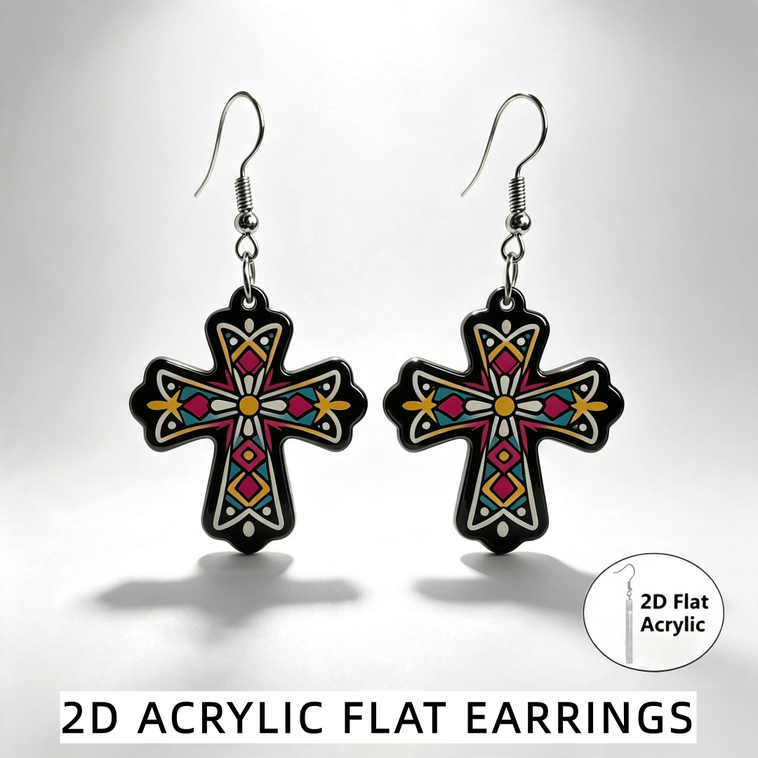 Women's Vintage Bohemian Geometric Cross Acrylic Drop Earrings